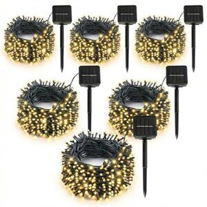 6 Pack 600 LED Solar String Lights 236FT Waterproof Outdoor Warm White